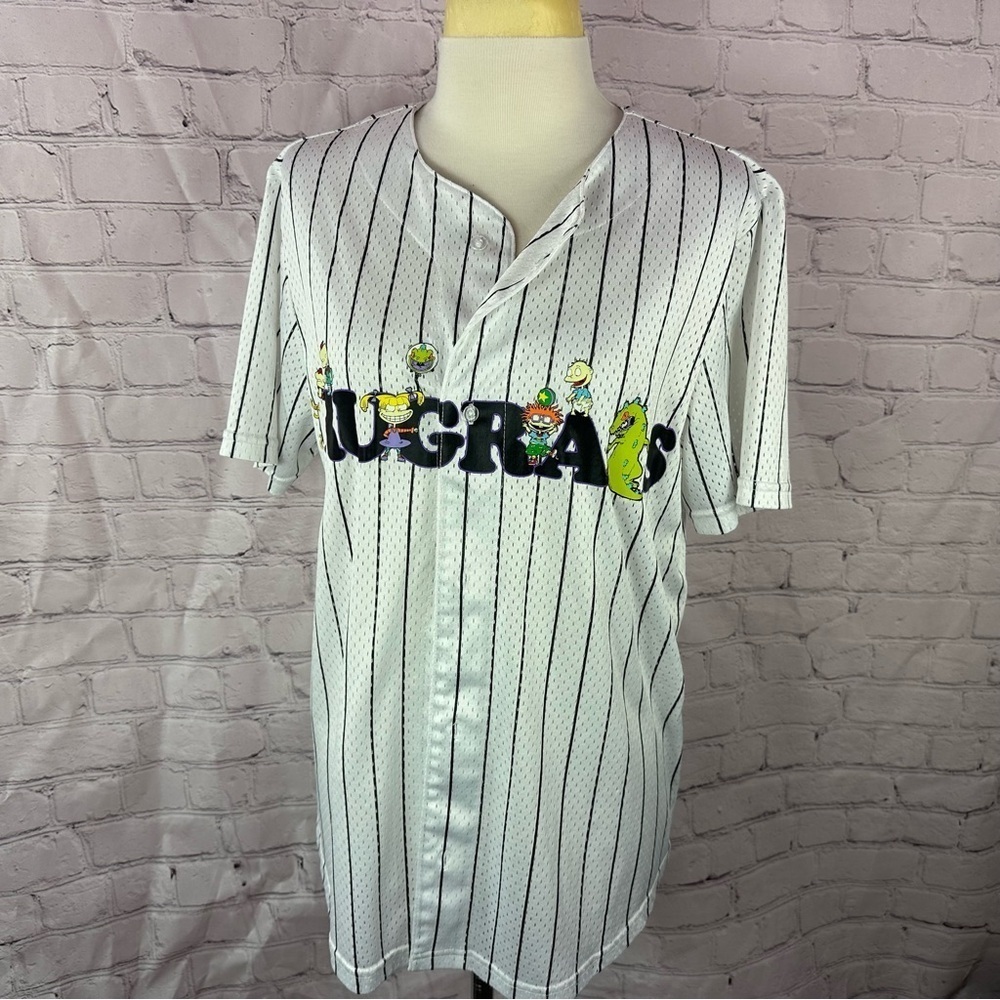 vintage rugrats pin Striped  baseball Jersey nickeloden adult medium